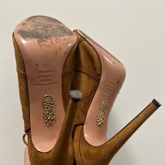 Aquazzura Oui Baby 105 Suede Booties *Gently Worn* - Picture 5 of 10